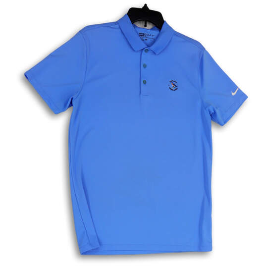 Mens Blue Short Sleeve Collared Stretch Pullover Polo Shirt Size Medium image number 1