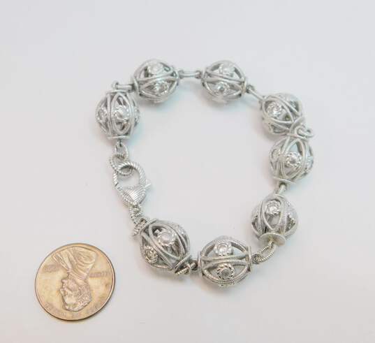 Judith Ripka 925 Sterling Silver CZ Filigree Bracelet 39.8g image number 5