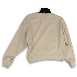 Womens Beige Crew Neck Long Band Sleeve Pullover Sweatshirt Size XS alternative image