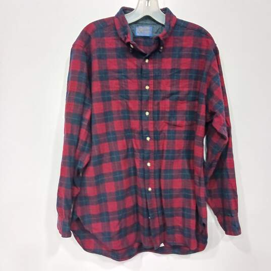Pendleton Flannel Button Up Long Sleeve Plaid Pattern Size Large image number 1