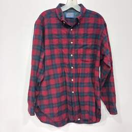 Pendleton Flannel Button Up Long Sleeve Plaid Pattern Size Large