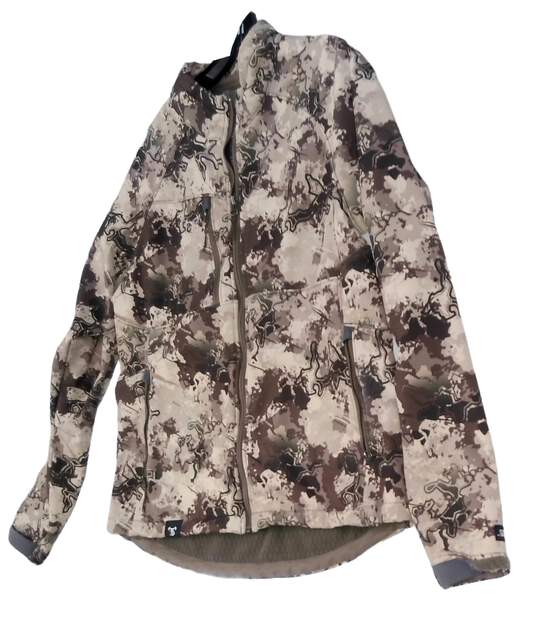Mens Multicolor Camouflage Long Sleeve Full Zip Jacket Size X Large image number 3