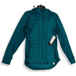 NWT Womens Teal Elliot Quilted Athleisure Full-Zip Jacket Size Large