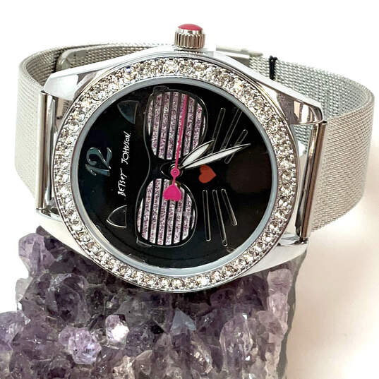 Designer Betsey Johnson Rhinestones Round Dial Analog Wristwatch w/ Box image number 2