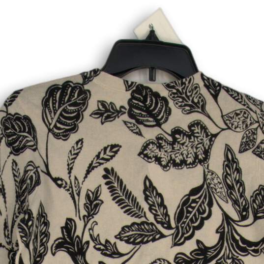 Ann Taylor Womens Black Beige Leaf Print Button Front Cardigan Sweater Size S image number 4
