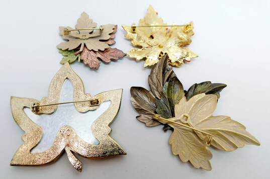 VNTG & Mod Mixed Materials Maple Leaf Autumn Brooches image number 2