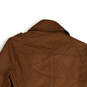 Womens Brown Spread Collar Long Sleeve Asymmetrical Zip Jacket Size Small image number 4
