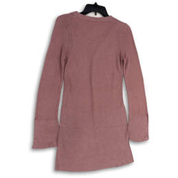 Womens Purple Long Sleeve Tight-Knit Hi-Low Hem Tunic Sweater Size XS alternative image