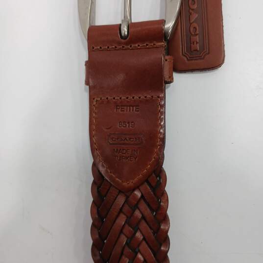 Coach Women's classic Brown Braided Leather Belt Petites image number 3