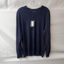 Naadam Navy Blue Long Sleeve V-Neck Cashmere Sweater Size L