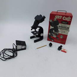 Vintage SkilCraft Electric Binocular Microscope In Metal Carry Case