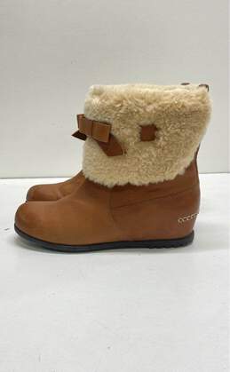 Belle Brown Fur Leather Ankle Boots Shoes Women's Size 8