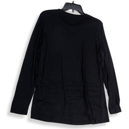 Womens Black Round Neck Long Sleeve Regular Fit Pullover T-Shirt Size Large alternative image