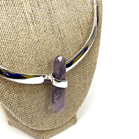 Designer Robert Lee Morris Silver-Tone Purple Stone Collar Necklace image number 2
