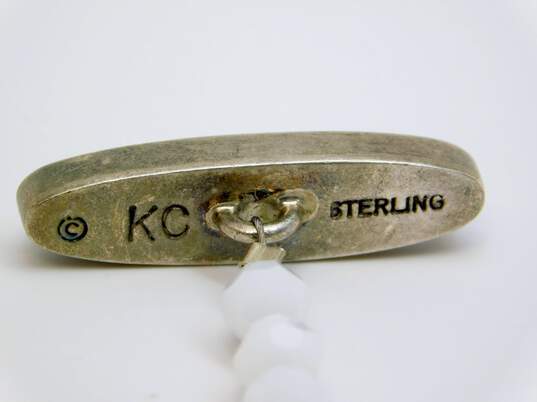 Artisan 925 Sterling Silver KC Stamped Black & White Beaded Bracelet 18.5g image number 4