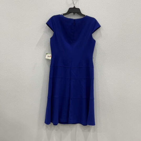 NWT Womens Blue Cap Sleeve Round Neck Back Zip A-Line Dress Size 8 image number 2