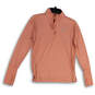 Womens Orange Mock Neck Quarter Zip Activewear Pullover T-Shirt Size XS image number 1