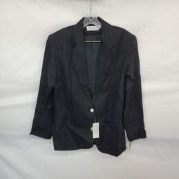 Chaus Vintage Black Linen Blazer Jacket WM Size 12 NWT