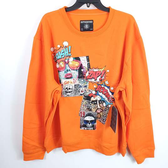 Rutherford Men Orange Graphic Sweatshirt XXL NWT image number 1