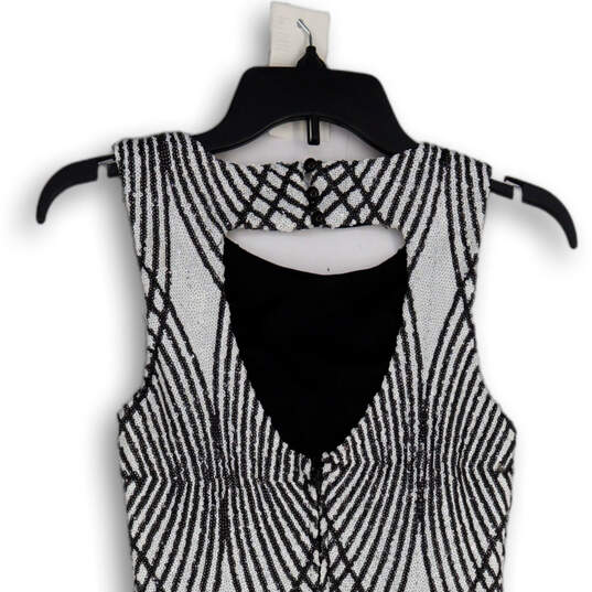 NWT Womens Black White Sequins Geometric Back Cutout Sheath Dress Size 3 image number 4