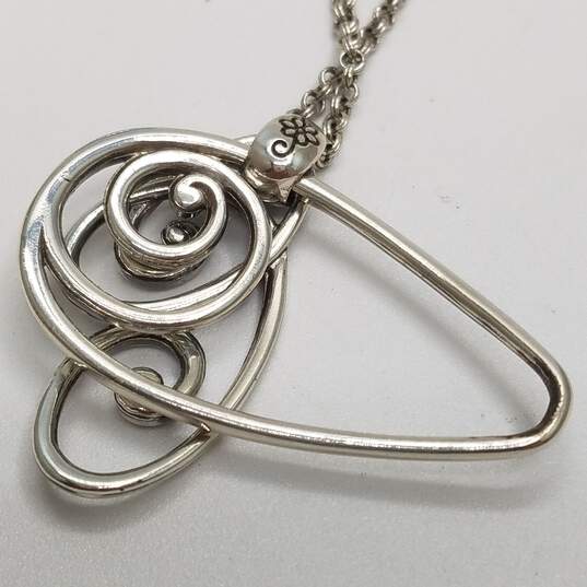 Brighton Silver Tone Rock & Roll Scroll Pendant 18inch Necklace W/Bag 16.8g image number 3