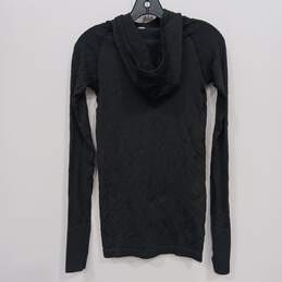 Lululemon Black Textured LS Active Wear Long Stretchy Hooded Sweater Size 4 alternative image