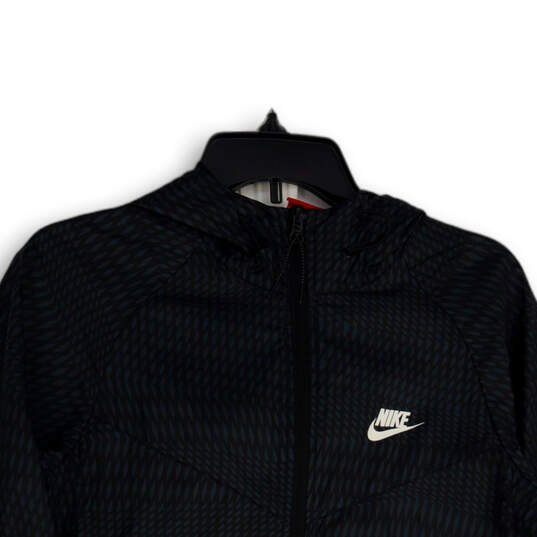 Mens Black Blue Long Sleeve Welt Pocket Full-Zip Activewear Jacket Size XS image number 1