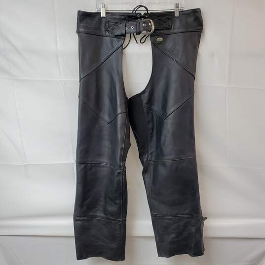 Harley-Davidson Black Leather Motorcycle Chaps Women's XXL image number 1