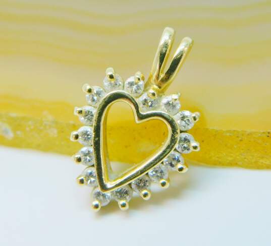 Romantic 14K Yellow Gold Diamond Accent Open Heart Pendant 1.3g image number 1
