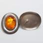 Sterling Silver Amber-Like Oval Post Earrings 13.4g image number 3
