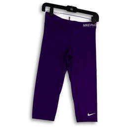 Womens Purple Dri-Fit Elastic Waist Pull-On Capri Leggings Size Small