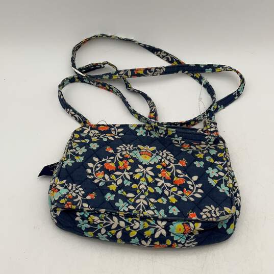 Vera Bradley Womens Blue Floral Adjustable Strap Zipper Crossbody Bag Purse image number 2