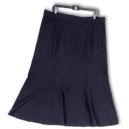 Womens Black Elastic Waist Flat Front Pull-On Long Flare Skirt Size Large