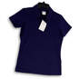NWT Womens Blue Collared Short Sleeve Button Front Polo Shirt Size Small image number 1