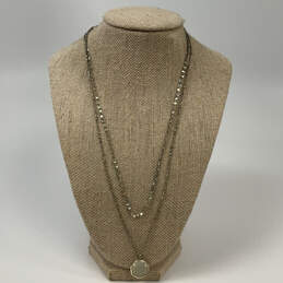 Designer Kendra Scott Silver-Tone White Stone Pendant Necklace w/ Dust Bag