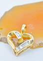 10K Yellow Gold 0.11 CTTW Baguette Diamond Heart Pendant 1.7g image number 2