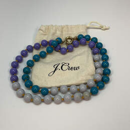 Designer J. Crew Gold-Tone Multicolor Pearl Stone Beaded Necklace w/ Bag