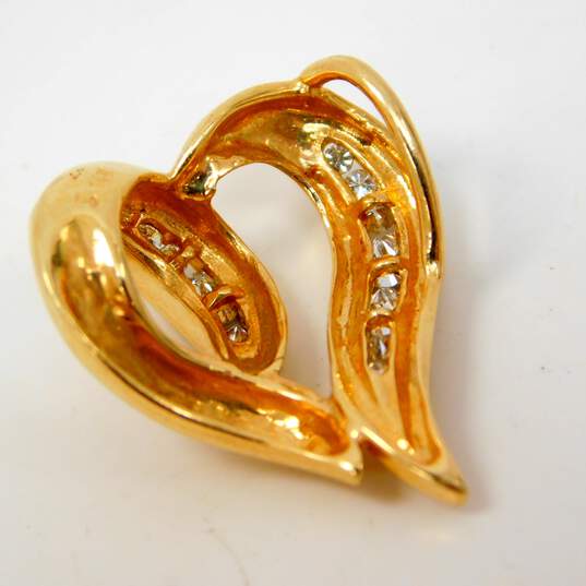 14K Yellow Gold 0.25 CTTW Diamond Ribbon Heart Pendant 4.5g image number 5