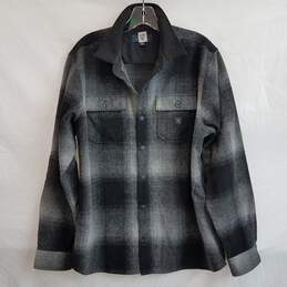 Roark gray and black flannel button up shirt jacket M