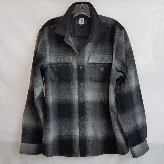 Roark gray and black flannel button up shirt jacket M image number 1