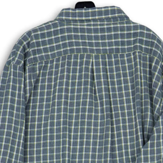 Mens Gray Green Check Long Sleeve Pocket Collared Button-Up Shirt Size 3XLT image number 4