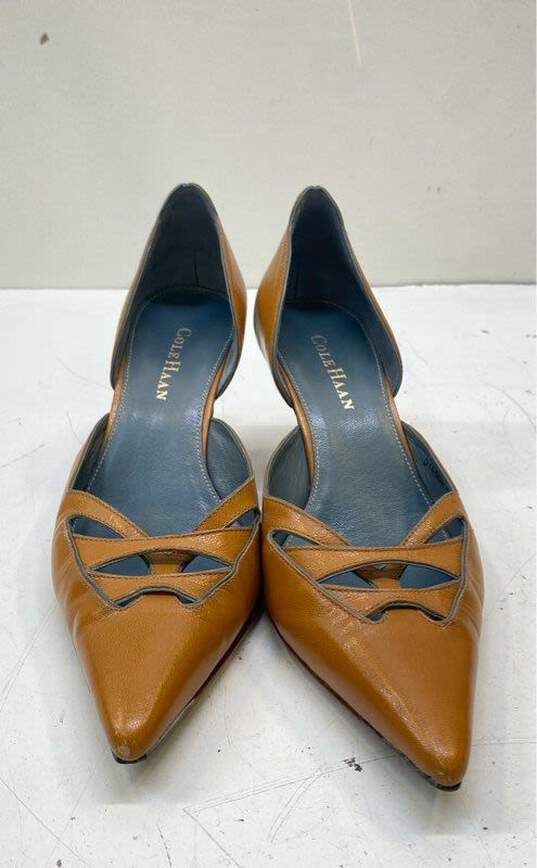 Cole Haan Leather Dorsay Cutout Heels Beige 6.5 image number 2