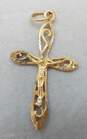 14K Yellow Gold Etched Crucifix Cross Pendant 1.9g image number 2
