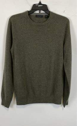 NWT Saks Fifth Avenue Mens Green Cashmere Long Sleeve Pullover Sweater Size S
