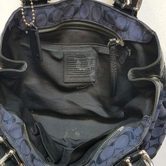 Buy the Coach Monogrammed Shoulder Bag Blue, Black