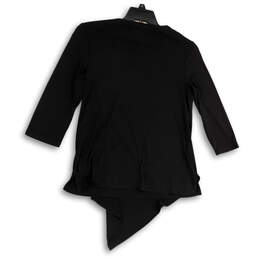 NWT Womens Black Round Neck Asymmetric Hem Pullover Tunic Top Size 0 alternative image