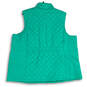 NWT Women Green Sleeveless Mock Neck Full-Zip Quilted Vest Size 3X image number 2