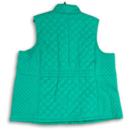 NWT Women Green Sleeveless Mock Neck Full-Zip Quilted Vest Size 3X alternative image