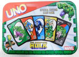 Uno The Incredible Hulk Marvel Card Game W/ Tin Can