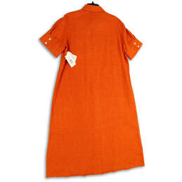 NWT Womens Orange Collared Short Sleeve Button Front Shirt Dress Size XL alternative image